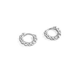 Minimalistische Kugelperle Kleine Creolen Ohrringe für Frauen Mädchen 925 Sterling Silber Durchbohrtes Ohr Einfacher Knorpel Tragus Schläfer Huggie Mini Reifen Unregelmäßig Winziger Scharnierschmuck von IMINI