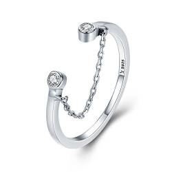 Minimalistische Sterling Silber Stapelbare Ringe Verstellbare CZ Kette Ewigkeit Verlobung Ehering Ring für Frauen Mädchen, Platiniert von IMINI