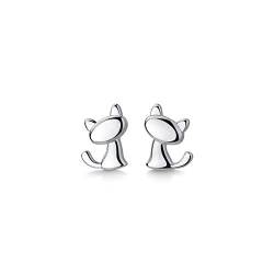 Niedliche Katzen Ohrstecker S925 Sterling Silber Ohrringe Niedlich Tier Winziger Knorpel Ohrstecker Piercing Hypoallergen Schmuck für Damen Mädchen von IMINI