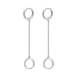 Paar Doppel Creolen für Damen und Mädchen 925 Sterling Silber Ohrringe Kleine Huggie Creolen Einfädler Kette Tropfen Ohrringe Lappen Piercing Manschette Knorpel Personalisierter Schmuck von IMINI