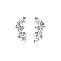 Schmetterling Sterling Silber CZ Manschette Wrap Ohrstecker Ohrringe für Frauen Mädchen Pierced Ohr Plated Mode Kubik Zirkonia Crawler Kletterer Hypoallergen von IMINI