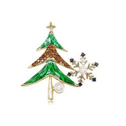 Schneeflocke Weihnachtsbaum Brosche für Damen Mädchen Zirkonia Perle Weihnachts Anstecknadeln Abzeichen für Festival Party Dekoration von IMINI