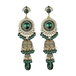 Vintage Jhumka Jhumki Quaste baumeln indische ethnische Perlen Kugeln Glocke Statement oxidiert antike traditionelle Ohrringe für Frauen Mädchen CZ Hochzeit Party Festival Böhmischer Schmuck Geschenk, von IMINI