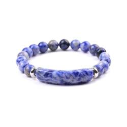 IMMUNOTRAX Verstellbare Größe, handgefertigter Glücks-Energie-Chakra-Stein-Perlen-Armreif, 8 mm Heilkristall-Perlen, Stretch-Armband (Blue,Adjustable) von IMMUNOTRAX