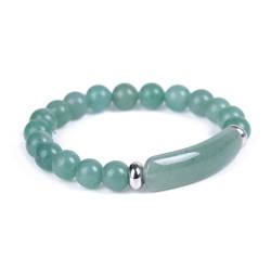IMMUNOTRAX Verstellbare Größe, handgefertigter Glücks-Energie-Chakra-Stein-Perlen-Armreif, 8 mm Heilkristall-Perlen, Stretch-Armband (Green,Adjustable) von IMMUNOTRAX