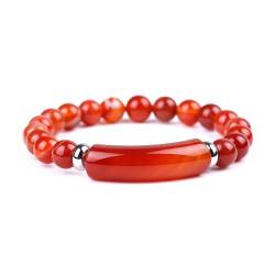 IMMUNOTRAX Verstellbare Größe, handgefertigter Glücks-Energie-Chakra-Stein-Perlen-Armreif, 8 mm Heilkristall-Perlen, Stretch-Armband (Red,Adjustable) von IMMUNOTRAX