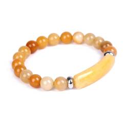 IMMUNOTRAX Verstellbare Größe, handgefertigter Glücks-Energie-Chakra-Stein-Perlen-Armreif, 8 mm Heilkristall-Perlen, Stretch-Armband (Yellow,Adjustable) von IMMUNOTRAX