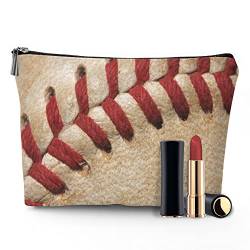 IMPCOKRU Kleine Make-up-Tasche für Frauen, wasserdichte Kulturtasche, Nahaufnahme eines Baseballfäden, doppelseitiger Druck, Kosmetiktasche, Nahaufnahme eines Baseballgarns, Einheitsgröße von IMPCOKRU