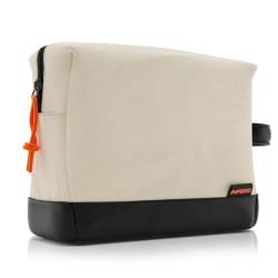 IMPERIO Kulturbeutel für Damen, Herren & Kinder - Stylische Design Kosmetiktasche aus strapazierfähigem Premium Canvas & veganem Kunstleder - wasserdicht mit 5 Liter Stauraum (Sand) von IMPERIO