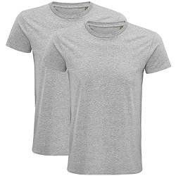 2 Stück Bio-T-Shirts für Herren mit kurzen Ärmeln, Kleidung, 100 % Baumwolle, aus biologischer Landwirtschaft, 2 Stück, erhältlich in verschiedenen Farben, hochwertiges T-Shirt, grau, XL von IMPRESSION T-SHIRT PERSONNALISE