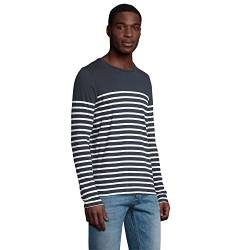 Marinier-T-Shirt für Herren/Jungen | Marinier-T-Shirt mit langen Ärmeln, Marineblau und Weiß mit Streifen | T-Shirt für Herren, 100 % Baumwolle, French Marine und Weiß, S von IMPRESSION T-SHIRT PERSONNALISE