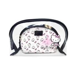 Impressions Vanity Hello Kitty Clutch für Damen, wasserabweisend, mit Reißverschluss, Reise-Make-up-Clutch für Make-up-Pinsel, Toilettenartikel und Hautpflegezubehör, 2 Stück, Weiss/opulenter Garten, von IMPRESSIONS VANITY · COMPANY