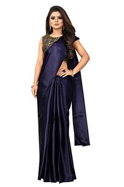IMTRA FASHION Indischer Sari Für Damen Chanderi Bedruckter Sari Mit Bluse Stück Navy(PAVITRA NAVY) von IMTRA FASHION