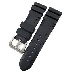 INANIR Gummi-Uhrenarmband 22 mm, 24 mm, 26 mm, Silikon-Uhrenarmband für Panerai, tauchfähig, PAM wasserdichtes Armband, 26mm black buckle, Achat von INANIR
