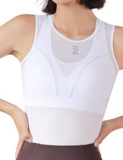 INBIKE Damen Fahrradweste Mesh Ärmellose Weste Leichtes Shirt Schnelltrocknend Atmungsaktiv Reflektierende Tank Tops Sommer Fahrradbekleidung Sporthemden Weiß M von INBIKE