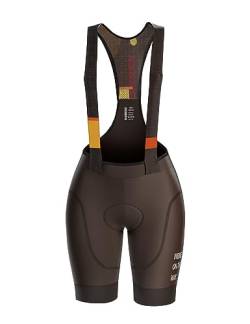 INBIKE Fahrrad Trägerhose Damen Kurz Gepolstert Sommer Fahrradhose Bib Shorts Rennrad Atmungsaktiv Schnelltrocknend Radlerhose mit Sitzpolster für Radsport Braun XXL von INBIKE