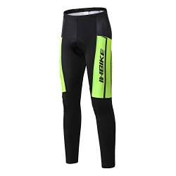 INBIKE Fahrradhose Herren Lang Radhose Gepolstert Damen Radtrikot Atmungsaktiv Schnell Trocknend Elastisch Anti Slip Radlerhose Männer Für Radfahren MTB Jogging(Schwarz&Grün, M) von INBIKE