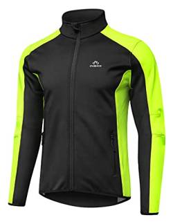 INBIKE Fahrradjacke Herren Winter Wasserdicht Atmungsaktiv Laufjacke Softshelljacke Jungen Jacke Übergangsjacke Frühling Herbst Outdoor Fahrrad Radsport Grün Schwarz 2XL von INBIKE