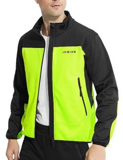 INBIKE Fahrradjacke Herren Winter Wasserdicht Atmungsaktiv Winddicht Radjacke Softshelljacke Jungen Regen Jacke Leicht Frühling Herbst Outdoor MTB Fahrrad Radsport Grün Schwarz L von INBIKE