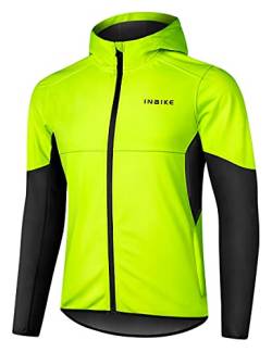 INBIKE Fahrradjacke mit Kapuze softshelljacke warm wasserdicht winddicht mit 2 Taschen für Laufen Joggen Bergsteigen Herren Stehkragen,XL von INBIKE