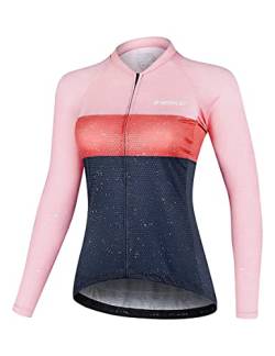 INBIKE Fahrradtrikot Radtrikot Rennrad Trikot Damen Slimfit mit DREI Rückentasche Langarm atmungsaktiv schnelltrockend feuchtigkeitsaufnahm Rosa M von INBIKE