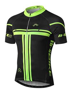 INBIKE Kurzarm Radtrikot Herren Damen Fahrradtrikot Shirts Jersey Elastische Atmungsaktive Schnell Trocknen Stoff Funktionsshirt für Radsport Outdoor Sport (Schwarz&Grün 2XL) von INBIKE