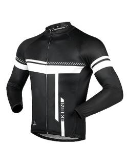 INBIKE Radtrikot Fahrradtrikot Herren Langarm Männer Winter Sommer Lang Trikot Shirt Fahrrad MTB Rennrad Kleidung Fahrradbekleidung Atmungsaktiv Schwarz Weiß L von INBIKE