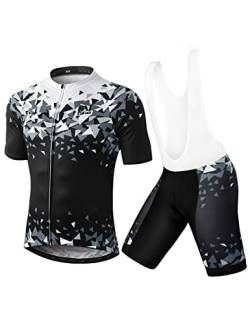 INBIKE Radtrikot Herren Kurzarm Fahrradbekleidung Set Damen Trägerhose Gepolster Fahrradtrikot Kurz 3XL von INBIKE