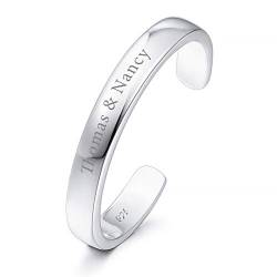 INBLUE 925 Sterling Silber Zehenringe für Frauen Mädchen Liebhaber Schwestern Verstellbare Verlobung Hochzeitsversprechen Open Band Schmuck für Muttertag Valentinstag Freundschaft (Gravur) von INBLUE