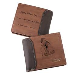 INBLUE Personalisierte Gravierte Bifold-GeldböRse, Individuelle Leder-GeldböRse mit Foto und Text Graviert, Geschenke für MäNner, Ehemann, Vater, Sohn, Trauzeugen von INBLUE