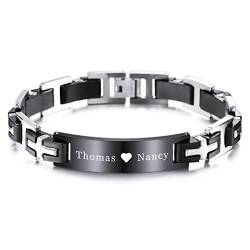 INBLUE Personalisierte Männer Armbänder Personalisierte Geschenke für Männer Ehemann Papa Jungen Freund Custom mit Name Datum Text Edelstahl ID Tag Link Armband Herrenschmuck von INBLUE