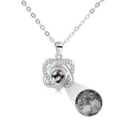 INBLUE Personalisierte Projektion Bild Anhänger 925 Sterling Silber Halskette Herzförmiger Anhänger Geburtstag Jubiläumsgeschenke für Sie/Frauen/Freundin/Mutter Schmuck (Schwarz-Weiß-Bild) von INBLUE