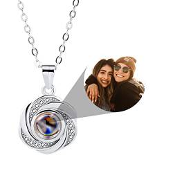 INBLUE Personalisierte Projektion Bild Anhänger 925 Sterling Silber Halskette Herzförmiger Anhänger Geburtstag Jubiläumsgeschenke für Sie/Frauen/Freundin/Mutter Schmuck (Stil 3 Silber) von INBLUE