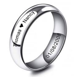 INBLUE Personalisierte Versprechen Ringe Gravur Name Datum Benutzerdefinierte Ringe für Frauen Mädchen Beste Freundin Muttertag Edelstahl Ehering Ring Schmuck Geschenk für Sie (Silber) von INBLUE