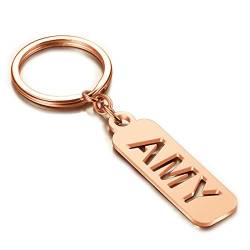 INBLUE Personalisierter Schlüsselanhänger mit Namen, Edelstahl Schlüsselanhänger Auto mit Symbol-Accessoire, mit Initiale/Name, süßer Schlüsselanhänger für Damen Geschenk Geben von INBLUE