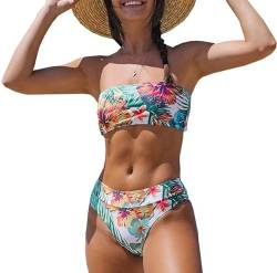 INCHICK Bikini Set Tropical Print Zweiteiliger Badeanzug Weiss-M von INCHICK