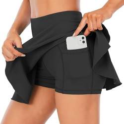 INCHICK Damen Hosenrock Tennisrock Golf Skort mit Taschen Schwarz/Taschen M von INCHICK