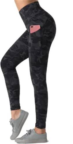 INCHICK Damen Leggings Sporthosen Yoga mit Handytaschen Grau-Camouflage L von INCHICK