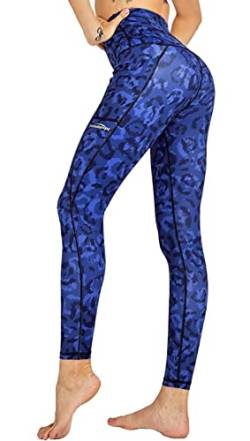 INCHICK Damen Leggings Yoga Fitness Sporthose mit hohem Bund Blau-Leo M von INCHICK
