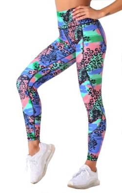 INCHICK Damen Leggings Yoga Fitness Sporthose mit hohem Bund Bunt S von INCHICK
