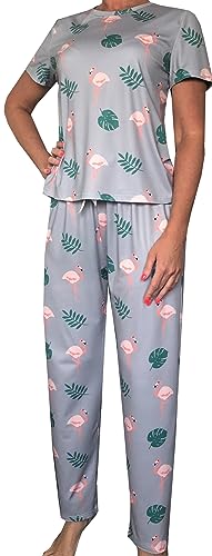 INCHICK Damen Schlafanzug Pyjama Set Kurz mit Flamingo Motiv L von INCHICK