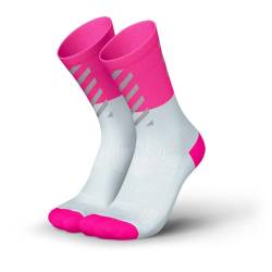 INCYLENCE High-Viz reflektierende Laufsocken lang, Running Socks, atmungsaktive Sportsocken mit Anti-Blasen Schutz, Kompressionsstrümpfe (V2 Weiß/Pink 35-38) von INCYLENCE