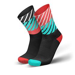 INCYLENCE Laufsocken für Damen und Herren mit leichter Kompression,1 Paar (DE/NL/SE/PL, Numerisch, 35, 38, Regular, Regular, Diagonals Black Inferno) von INCYLENCE