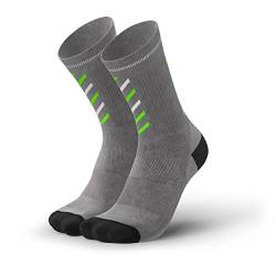 INCYLENCE Rise gepolsterte Merinosocken lang, Winter Socks, atmungsaktive Sportsocken mit Anti-Blasen Schutz, Kompressionsstrümpfe (Grey Green, 35-38) von INCYLENCE