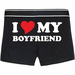 INDIGOS UG Boxershorts - Mann - schwarz - M - hinten - I Love My Boyfriend - lustiges Motiv - Spruch - Unterwäsche - Unterhose - Freizeit - lustig von INDIGOS UG