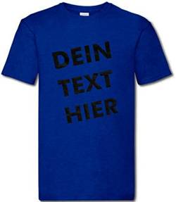 T-Shirt Herren - Navyblau L - Aufdruck individuell - mit Wunschtext Bedruckt - Druck personalisiert - Geschenk für Party Sport von INDIGOS UG