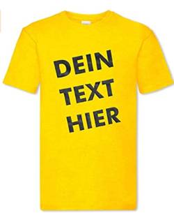 T-Shirt Herren - gelb L - Aufdruck individuell - mit Wunschtext Bedruckt - Druck personalisiert - Geschenk für Party Sport von INDIGOS UG