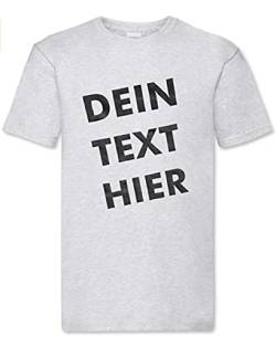 T-Shirt Herren - grau L - Aufdruck individuell - mit Wunschtext Bedruckt - Druck personalisiert - Geschenk für Party Sport von INDIGOS UG