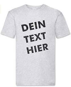 T-Shirt Herren - grau S - Aufdruck individuell - mit Wunschtext Bedruckt - Druck personalisiert - Geschenk für Party Sport von INDIGOS UG