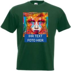 T-Shirt Herren - grün L - Aufdruck individuell - mit Foto Bedruckt - Wunschtext - Druck personalisiert - Geschenk für Party Sport von INDIGOS UG